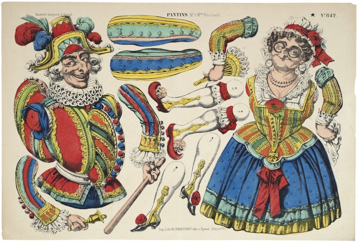 Ancien Personnage Polichinelle En Cartonnage - Poupée De Mode Française - Époque 1900