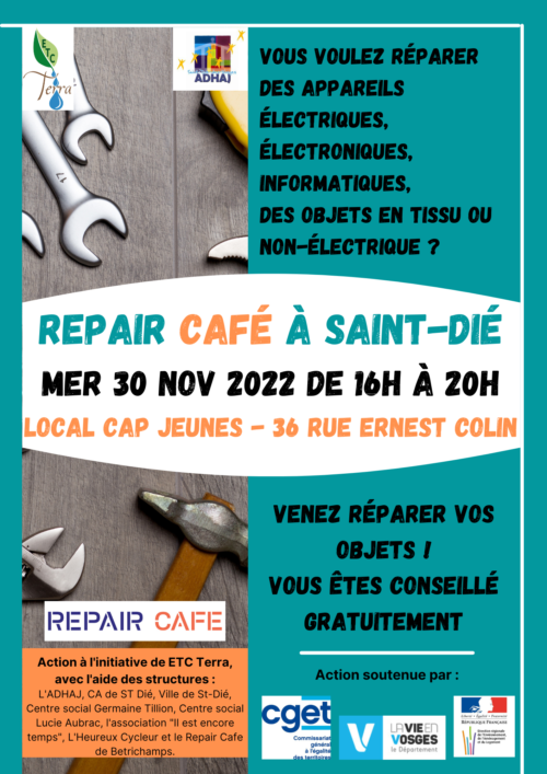 Ouverture d’un deuxième atelier « repair café » à Saint-Dié-des-Vosges le temps de quelques heures