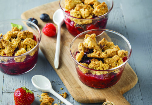 Recette : Crumble aux fruits rouges, au sucre de canne