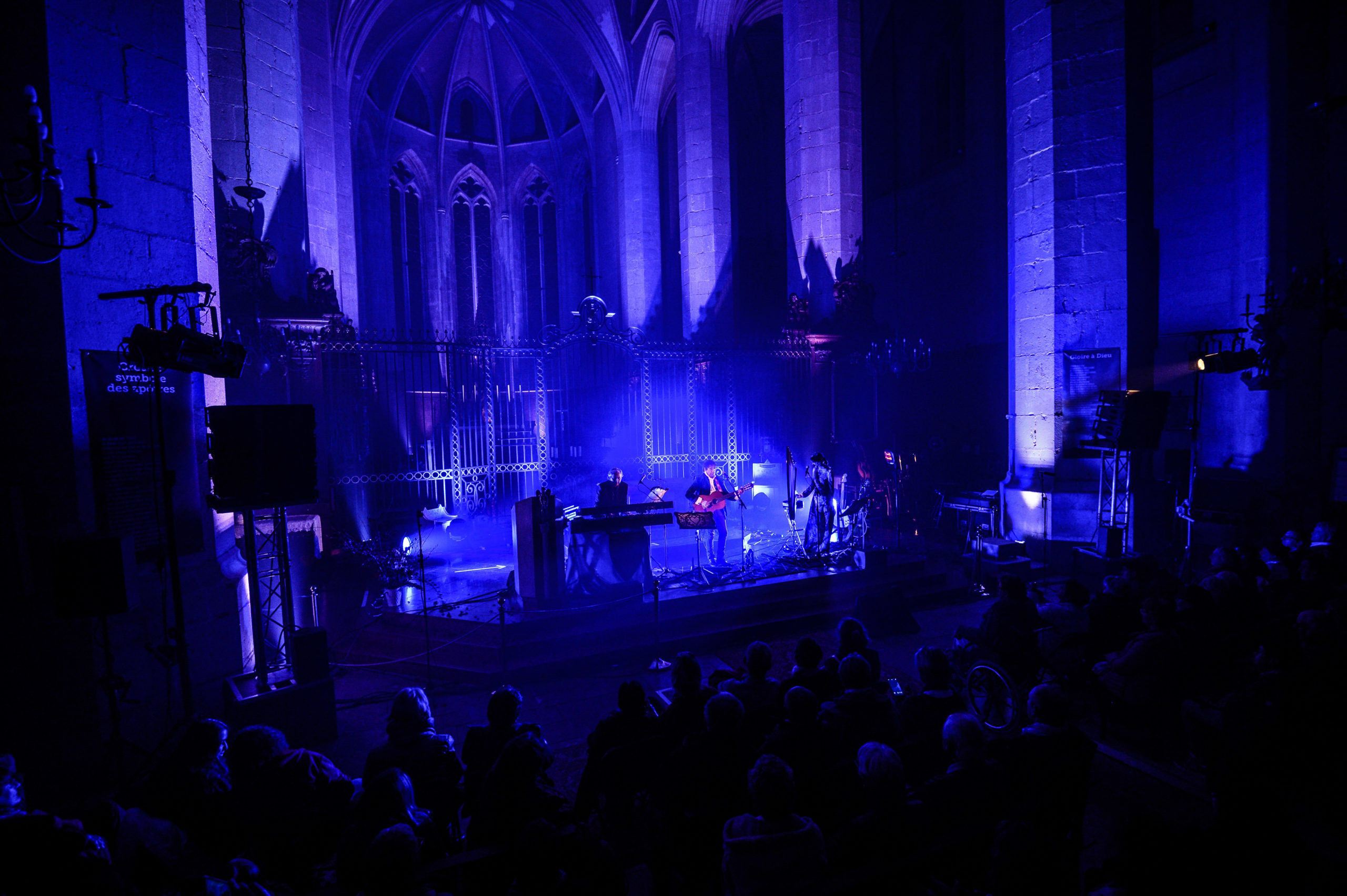 Concert de Laurent Voulzy dans une cathédrale.