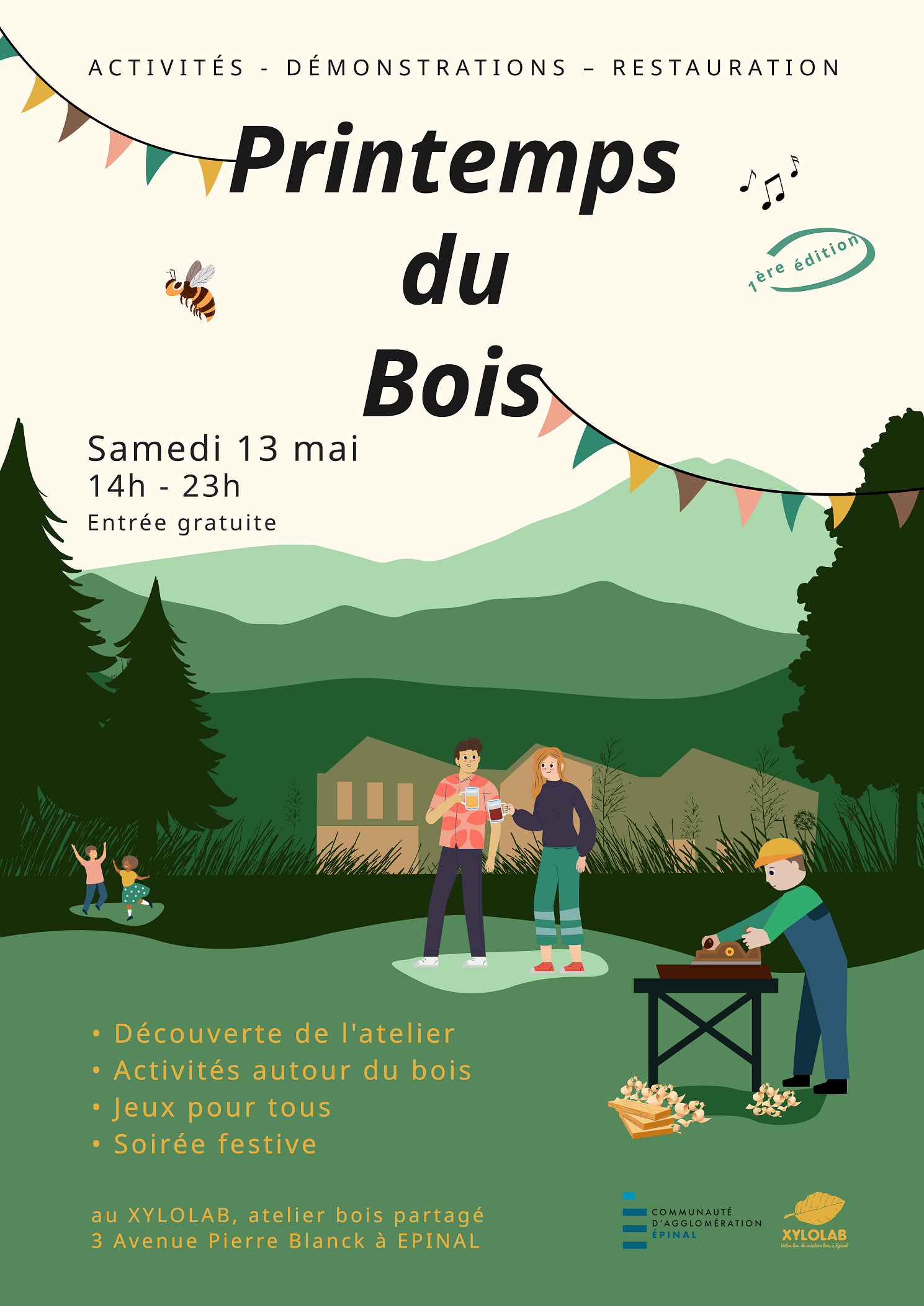 Affiche Printemps du Bois au Xylolab d'Épinal.