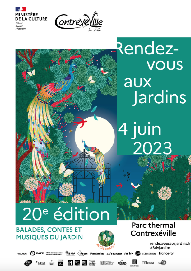 Affiche des Rendez-vous aux jardins de Contrexéville 2023.