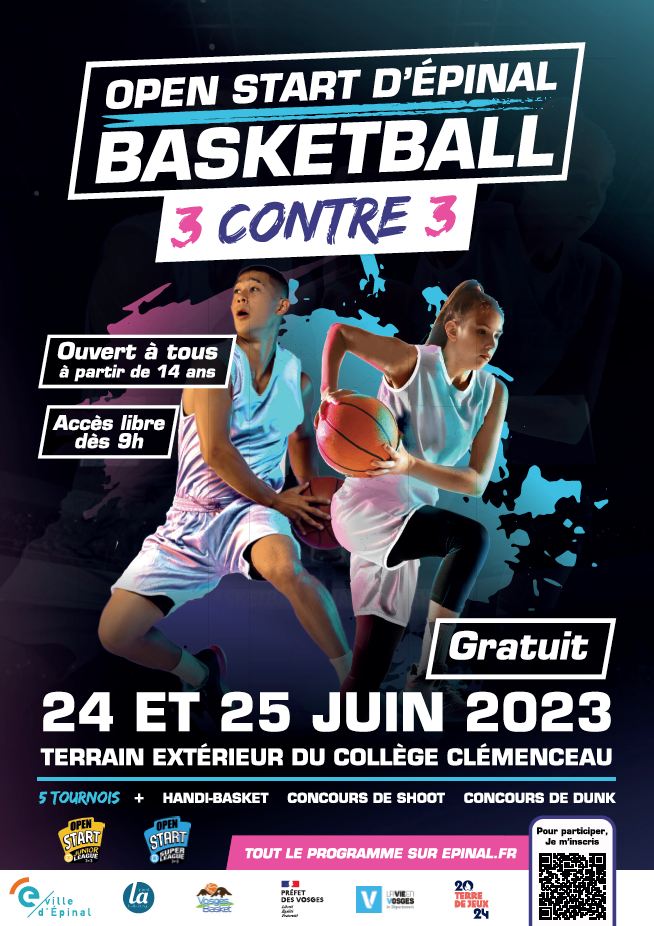 Affiche du tournoi de basket 3x3 à Épinal.