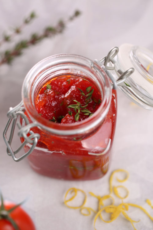 Recette : Confiture de tomate, thym et citron