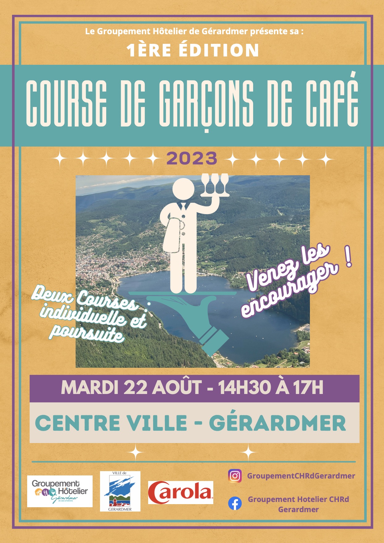 Affiche de la Course de garçons de café de Gérardmer 2023.