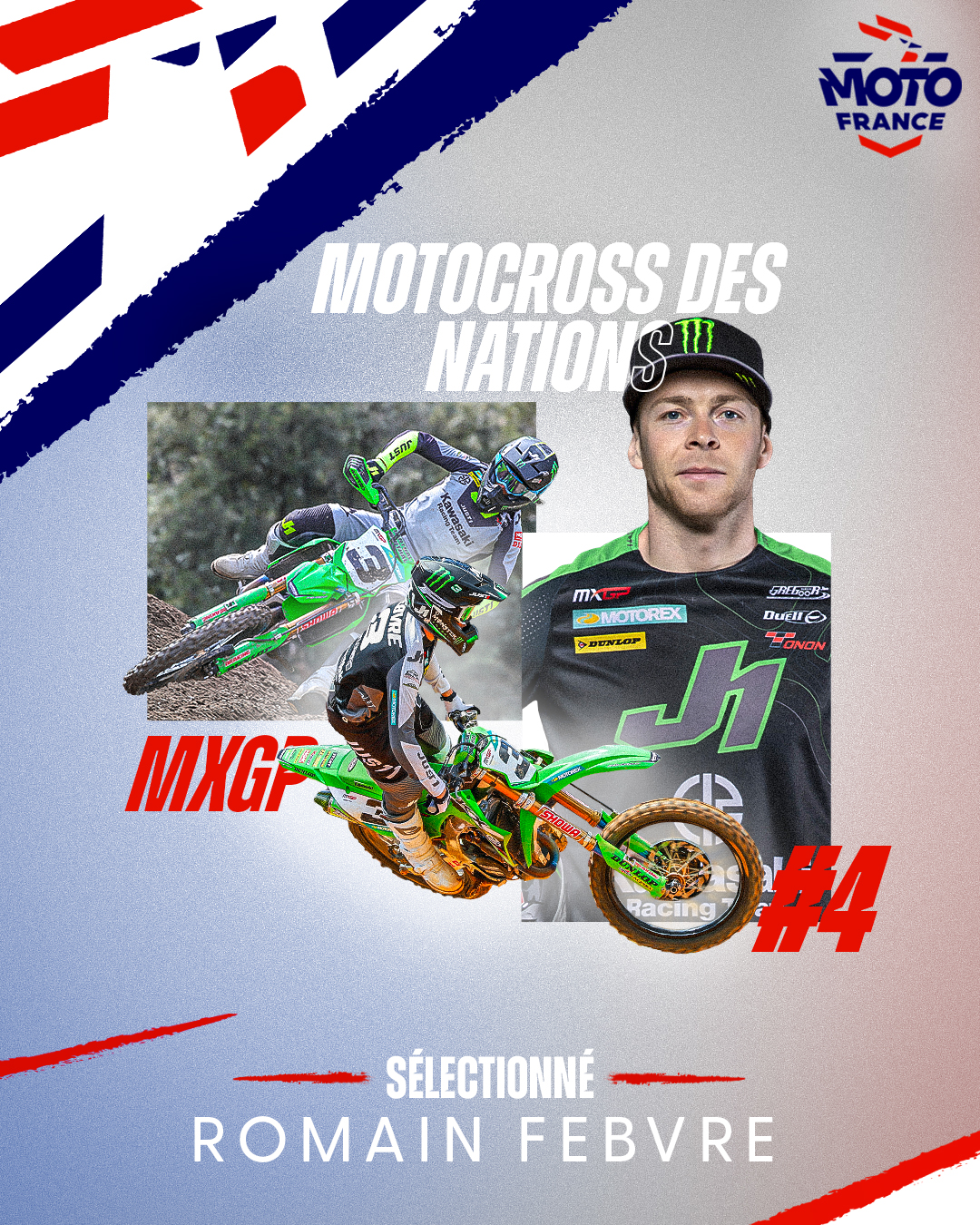 Sélection du Vosgien Romain Febvre au Motocross des Nations 2023.