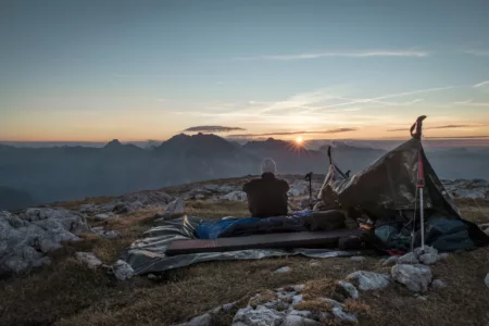 man enjoying the sunset over Watzmann