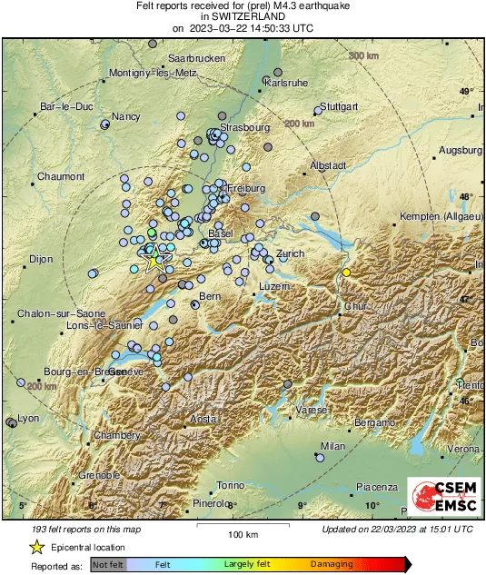 Léger séisme ressenti dans les Vosges de magnitude 4,4