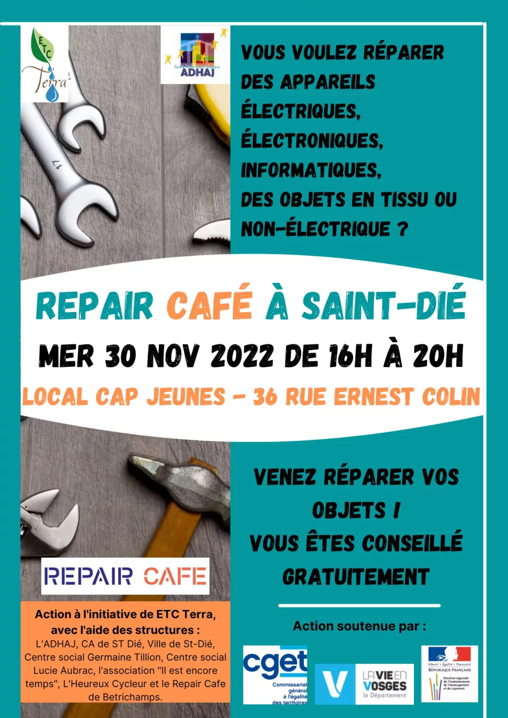 Ouverture d’un deuxième atelier « repair café » à Saint-Dié-des-Vosges le temps de quelques heures