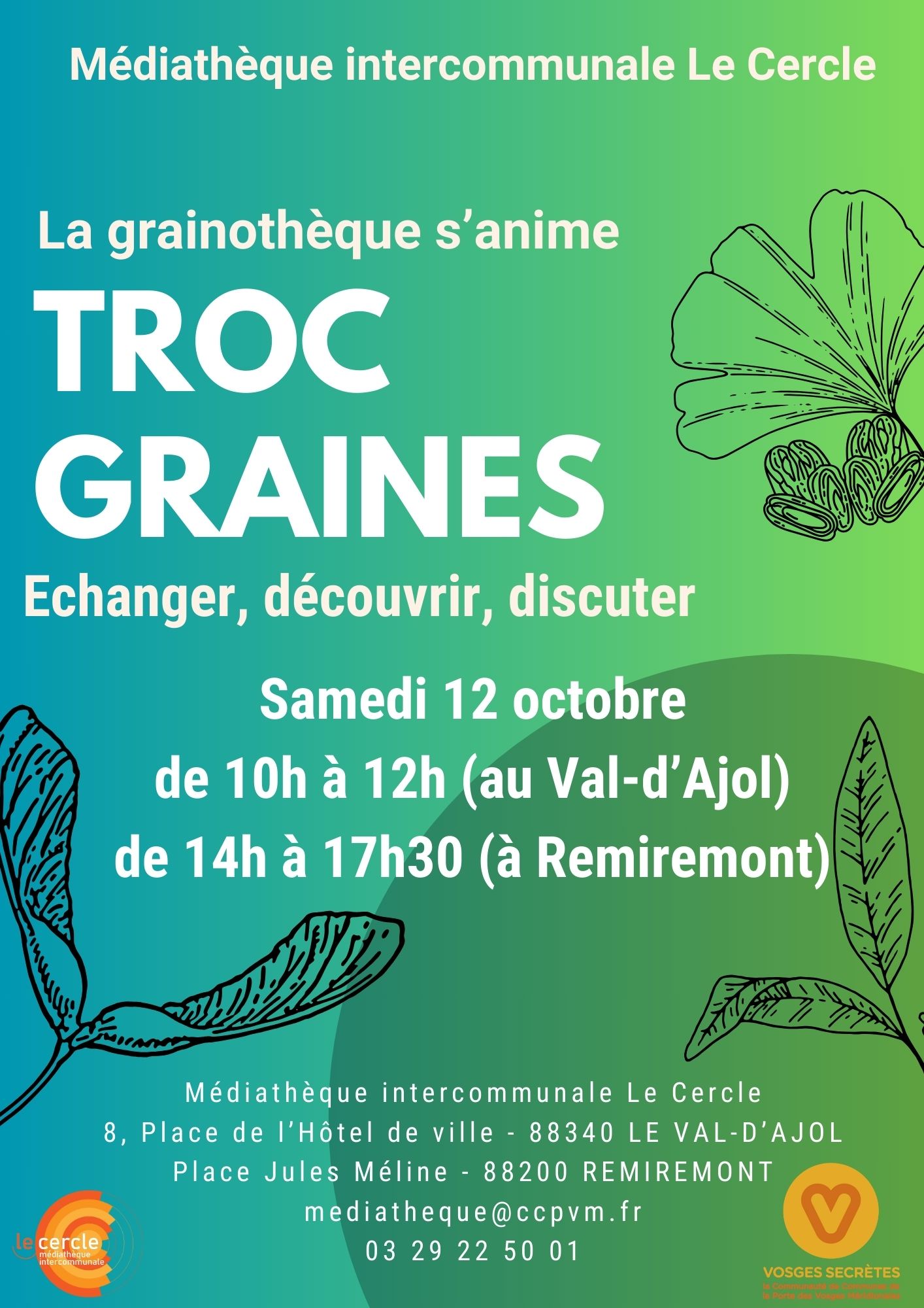 Troc Graines à la médiathèque : partagez vos semences le 12 octobre 2024 au Val-d'Ajol et Remiremont 2• 100% Vosges 100% Vosges