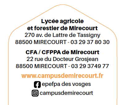 Orientation 2024 : Le Campus de Mirecourt agricole et forestier vous donne rendez-vous ce samedi 27• 100% Vosges 100% Vosges