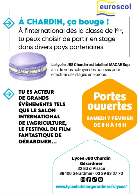 Hôtellerie, restauration, alimentation : Lycée - UFA - Jbs Chardin Gérardmer 3• 100% Vosges 100% Vosges