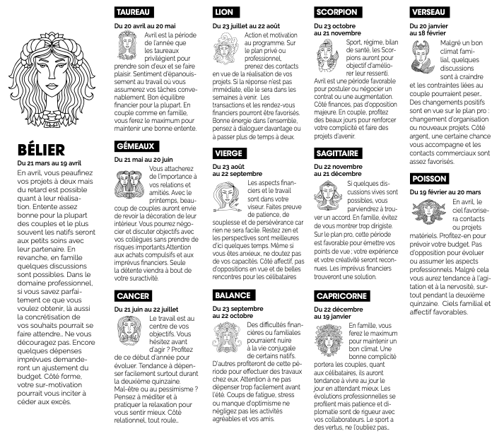 Santé, travail, amour : votre horoscope du mois d'avril par Marie-France Lafontaine astrologue à Vittel 2• 100% Vosges 100% Vosges