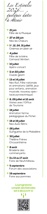Les estivales de Neufchâteau 2026 5• 100% Vosges 100% Vosges