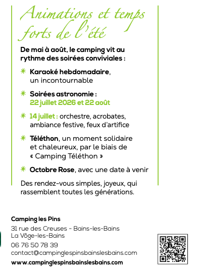 Camping Les Pins* Bains-Les-Bains : Nature, bien-être et convivialité au cœur de la Vôge 6• 100% Vosges 100% Vosges