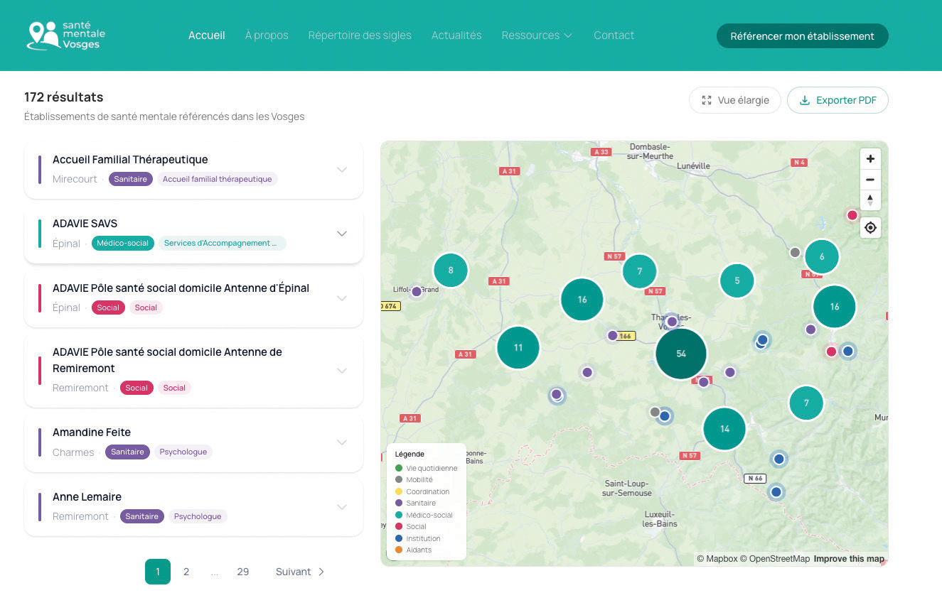 santementalevosges.fr : La plateforme créée par et pour les acteurs de la santé mentale dans les Vosges 3• 100% Vosges 100% Vosges