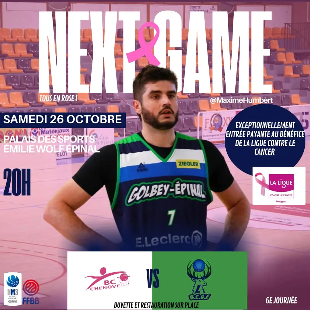 Un match important et solidaire ce samedi contre Chenôve pour le Basket Club Golbey Épinal 2• 100% Vosges 100% Vosges
