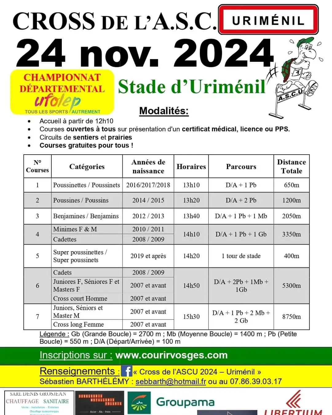 Uriménil accueille son cross gratuit ce dimanche 24 novembre 2• 100% Vosges 100% Vosges