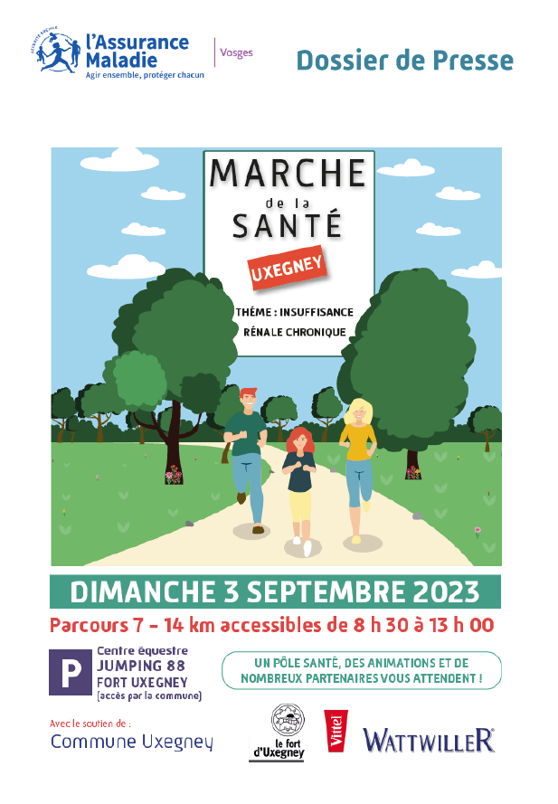 Marche de la Santé : la traditionnelle marche de rentrée de la CPAM s'élancera du Fort d'Uxegney 2• 100% Vosges Affiche Marche de la santé de la CPAM 2023.