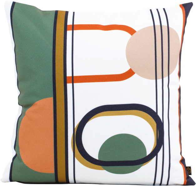 Déco : Des terrasses aux couleurs de l'été avec Fly Épinal 4• 100% Vosges Coussin Nikki, de chez Fly.